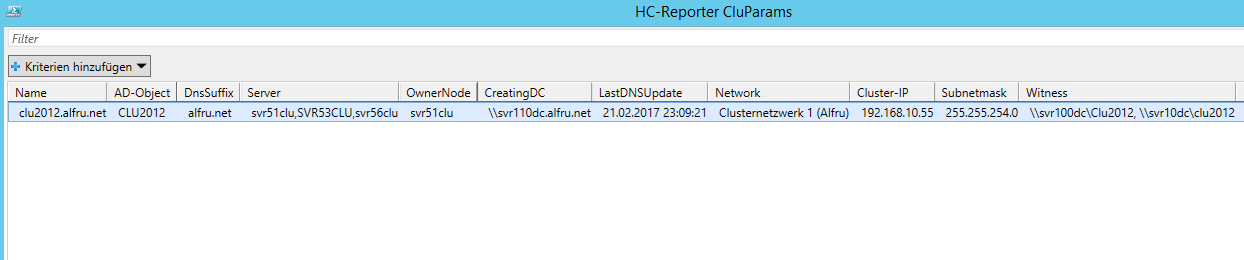 Cluster Parameters